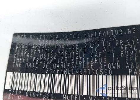 2024 Toyota Corolla Le from USA, damaged, VIN 5YFB4MDE4RP090590